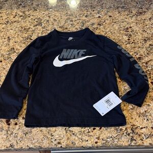 Nike Black Long-Sleeve Tee with Silver Logo